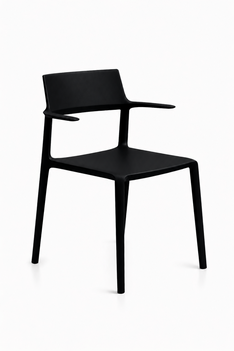Serie 400, kantinestoel, terrasstoel in de kleur zwart. Per 4 stuks