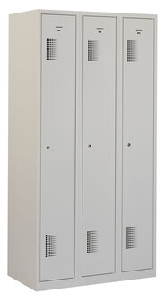 Lockerkast 180 x 90 x 50 cm (HxBxD) met ventilatie sleuven in deur.