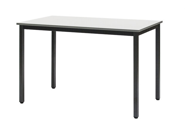 Bouwkeettafel met lichtgrijs (RAL 7035) blad en zwart hamerslag (RAL 9005) extra stevig frame