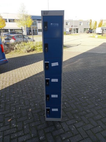 6 deurs lockerkast 180 x 30 x 50 (hxbxd)