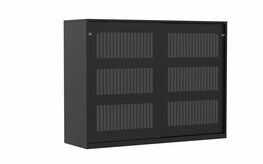 Akoestische schuifdeurkast 120 x 160 x 50 cm (HxBxD) in zwart, aluminium of wit.