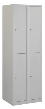Lockerkast. 180 x 60 x 50 cm (HxBxD). 2 kolommen met 2 deurtjes per kolom en gladde deuren Lockerkast. 180 x 60 x 50 cm (HxBxD). 2 kolommen met 2 deurtjes per kolom en gladde deuren