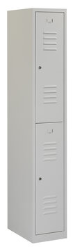 Lockerkast. 180 x 30 x 50 cm (HxBxD). 1 kolom met 2 deurtjes en ventilatie sleuven. Lockerkast. 180 x 30 x 50 cm (HxBxD). 1 kolom met 2 deurtjes en ventilatie sleuven.
