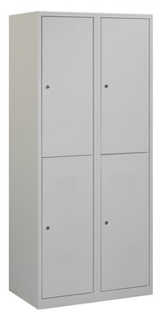 Lockerkast. 180 x 80 x 50 cm (HxBxD). 2 kolommen met 2 deurtjes per kolom en gladde deuren Lockerkast. 180 x 80 x 50 cm (HxBxD). 2 kolommen met 2 deurtjes per kolom en gladde deuren
