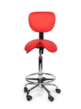 Ergonomische zadelkruk, kruk, werkkruk, werkstoel in diverse kleuren en hoogtes. Met in hoogte verstelbare rugleuning.